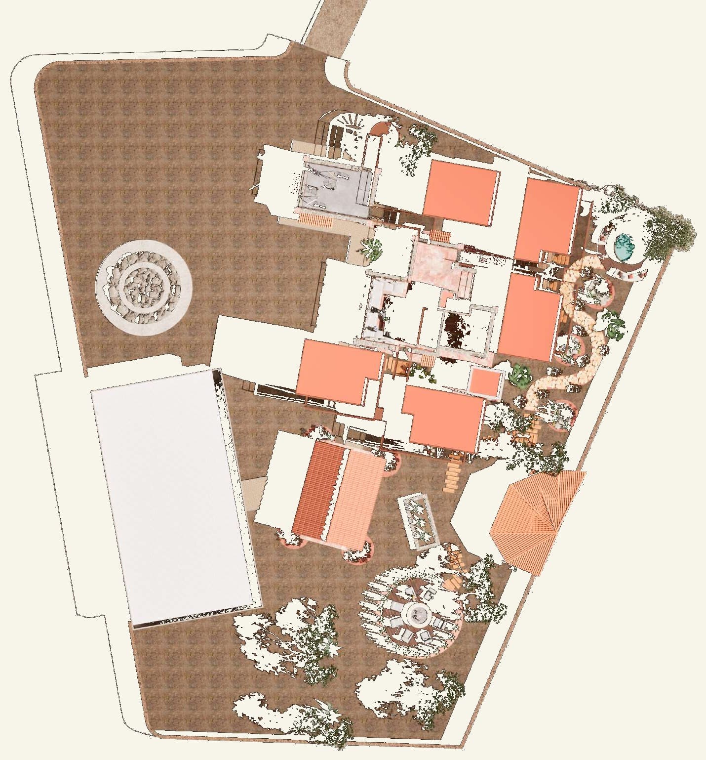 Cuatro habitaciones entre patios.